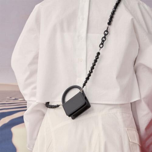 Mini Cute Girl 2021 Niche Design Beaded Acrylic Chain Shoulder Messenger Small Bag Female Hand Bag Wallet Luxury Brand Handbag