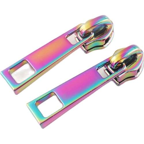 10 pcs Metal Rainbow color alloy zipper sliders pulls zipper heads for bag backpack Sewing Accessories Handmade tools