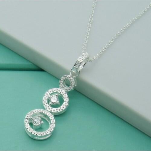 Fashion New Long Round Crystal Pendant Necklace For Women Engagement Wedding Party Gift