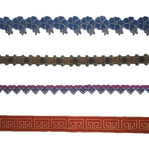 Fashion style embroidery lace sequins iron patch ribbon barcode decoration DIY clothing supplies accessories 1 meter for sale