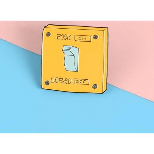 Cartoon Fun Creative Yellow Power Switch ON OFF Enamel Brooch Alloy Badge Denim Clothes Bag Pin Cute Sweet Jewelry Gift For Kid