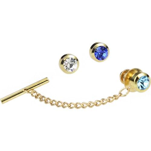 Tie Needle Multicolor Copper Crystal Mens Shirt Needle Buckle Crystal Brooch Classic Trendy High Quality Simple Exquisite Gifts