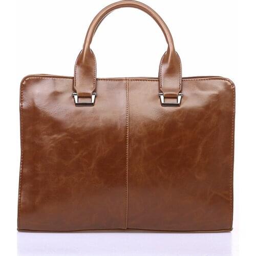 2021 Mens Business Black Casual Bag Pu Leather Briefcase Mens Tote Bags Brown High Quality Male Business Large Capacity