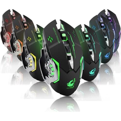 Wireless Mouse LED Light Optical Ergonomic USB Rechargeable Mouse 6 Buttons 1800 DPI USB Gaming Mouse For PC Computer Laptop