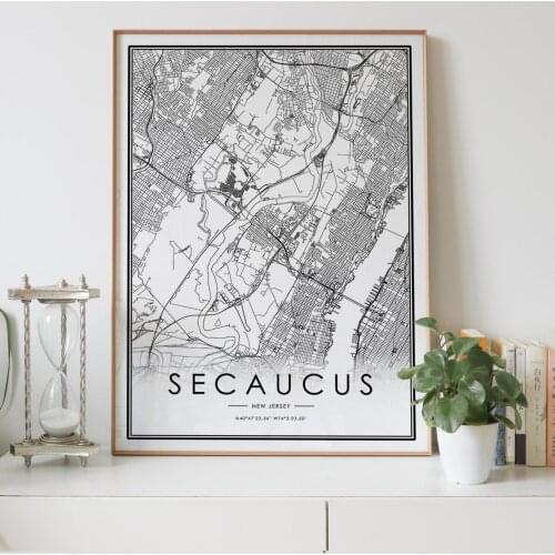 Secaucus New Jersey NJ USA city map Nordic Living Room Decoration Canvas Poster Modern Home Decor Art Print Painting