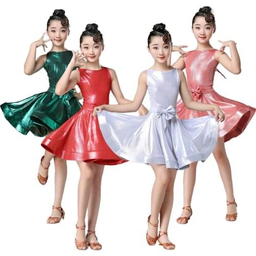 New Latin Dance Dress for Girls Latin Salsa Dress Girl Kids Spandex Rumba Samba Children Skirt Salsa Tango Dancing Ballroom