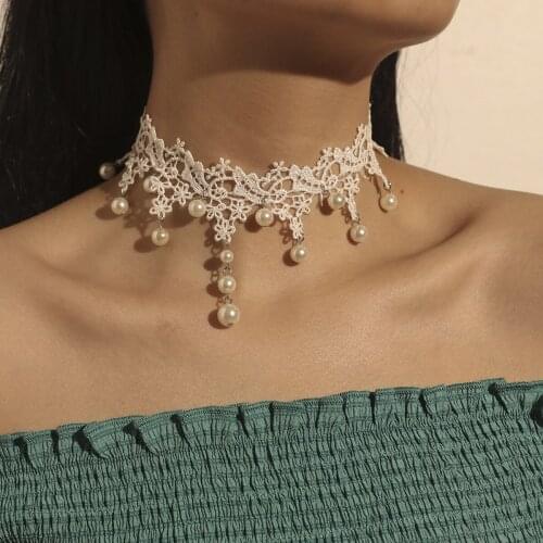 New vintage Choker Necklace Gothic False Collar Statement White Lace Necklace for Women Accessories Lady Party Jewelry