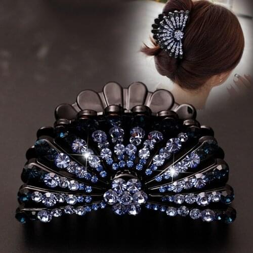 New Large Size Women Vintage Rhinestone Hair Claw Crab Clips Crystal Clamps Hairpin Bow Knot Hair Clip Hair Accessories Girls
