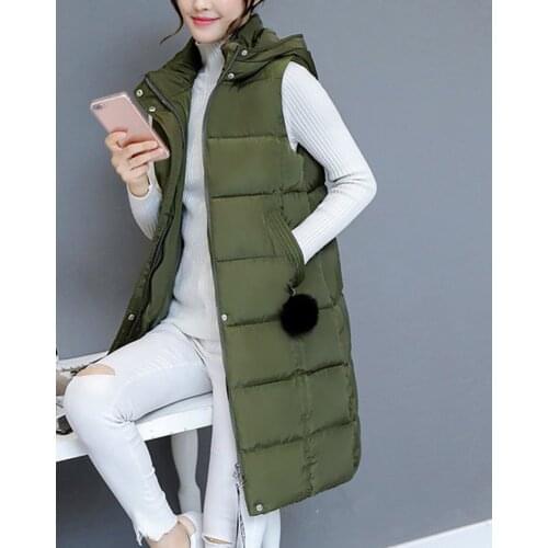 Women Coats Winter Overcoat Fashion Parkas Hooded Sleeveless Vest Jacket Solid Outwear Pocket Long Coat Oversize Jacket Coat