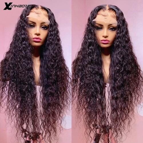 Xinhaoze Transparent Lace Silk Top Wigs Water Wave Human Hair 5x5 Silk Base Lace Closure Wig Pre PLucked With Natural Hairline