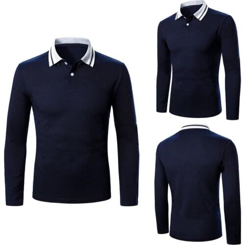 Hot Kf-Mens Long And Short Sleeve Shirt Casual Slim Fit Basic Design Cotton Shirt Dark Blue