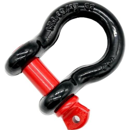 Practical 3/4'' 4.75Ton Bumper Tow Trailer Hook D-Ring Bow Shackle Red Black 45# Steel Heat Treatment