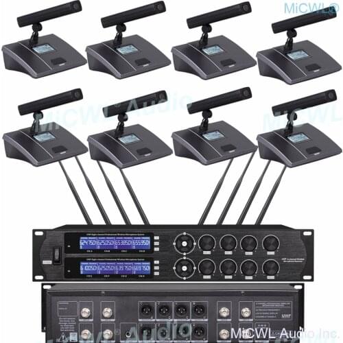 MiCWL U8800 High Sensitivity Cardioid Condenser Microphone 8 Table Gooseneck System 8 XLR 3Pin 6.35mm Balanced Output