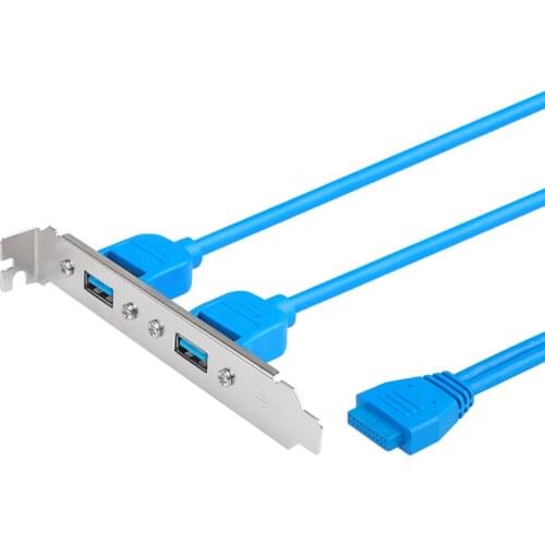 Kebidu 20-Pin Header Cable High Speed USB 3.0 Back Panel Expansion Bracket 2 Ports Motherboard 5Gbps Data Cable For PC USB 2.0