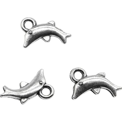 WYSIWYG 40pcs 11x6mm Jumping Dolphin Charm Pendants For Jewelry Making Cute Dolphin Pendants Charm Tiny Dolphin