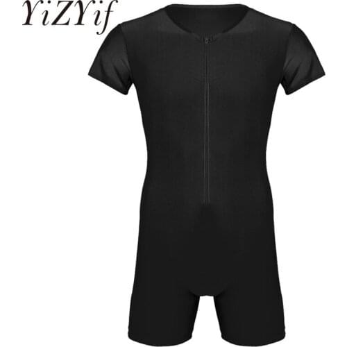 YiZYiF Sexy Mens Wetlook One-piece Spandex Singlet Boxer Tight Undershirt Leotard Bodysuit Fetish Underwear Zentai Suit