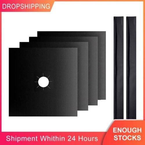 8/4pcs/set Gas Stove Protector Cooker Cover Reusable Protection Pad For Gas Stove High Temperature Resistance Cuttable Clean Mat