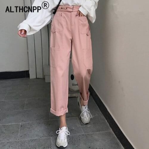 Korean Preppy Style High Waist Cargo Pants Women Sweatpants Straight Joggers Women Hip Hop Pantalones Mujer Spodnie Damskie