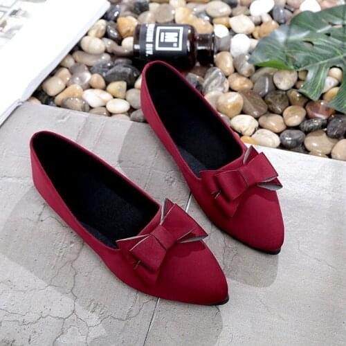 2020 Spring Autumn High Quality Casual Flat Shoes Women Solid Color Bow Shiny Rhinestone Square Head Shallow Mouth W38-09