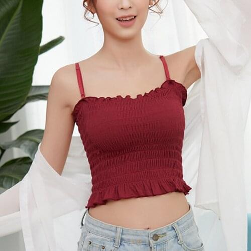 Women Vest Sexy Ruffle Tube Tops Solid Color Underwear Women Seamless Cotton Bra Summer Crop Top Streetwear Bralette Fashion