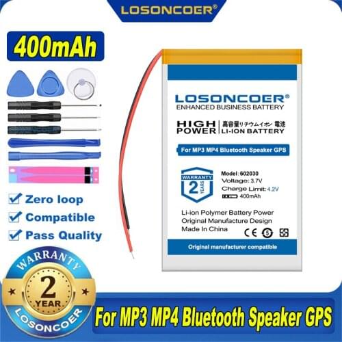 100% Original LOSONCOER NEW 3100mAh 602030 Battery Bluetooth MP3 Wireless Card Audio Recorder Li-ion Cell Batteries
