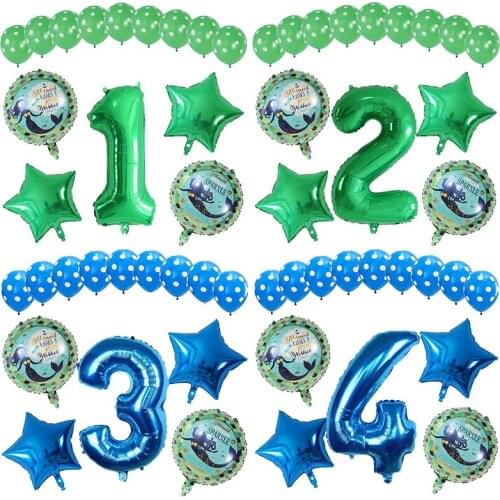 14pcs 18inch Star Mermaid Foil Balloons Set 30inch Number Air Globos Baby Shower Happy Birthday Party Decorations Kids Toys Gift