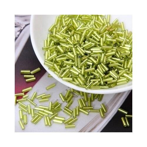 2017 Hot Sale 2*6MM 60G/1440Pcs Silver Core Czech Glass Seed Bugle Beads Jewelry Garment Accessories Light Green