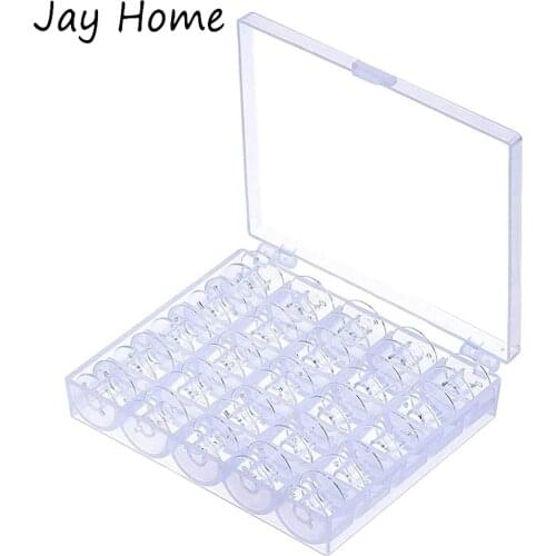25pcs Transparent Plastic Sewing Machine Bobbins Spools with Case for Home Sewing Machine DIY knitting Quilting Sewing Craft