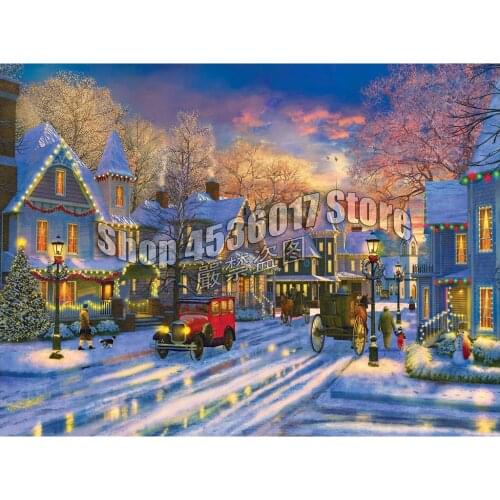 3D Diy Diamond Painting Cross Stitch A Holiday Drive Diamond Embroidery Mosaic Christmas Winter Scenery Home Decor Wall Sticker