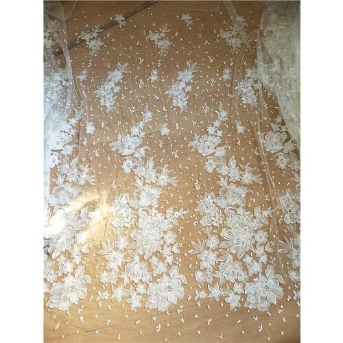 Bridal polyester african lace fabrics embroidery designs for lace wedding dress 5 yards/lots