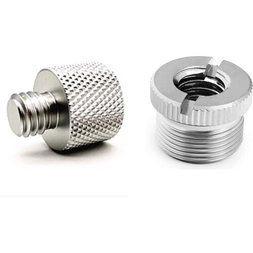 Mic Stand Adapter 3/8 Female to 5/8 Male and 5/8 Female to 3/8 Male Screw Adapter Knurled Thread Adapter for Microphone Stand