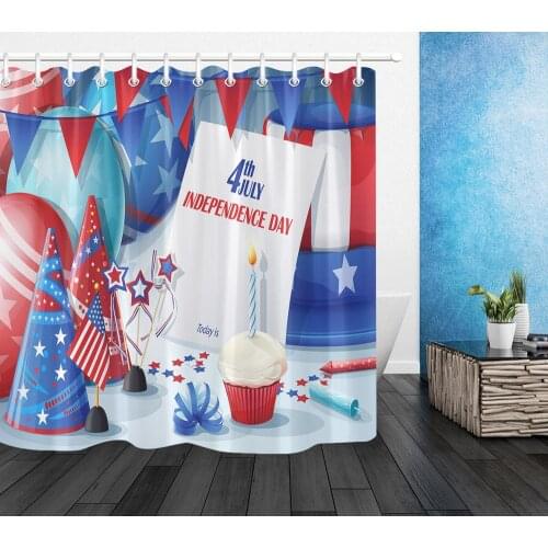American Flag Shower Curtain Statue of Liberty American Independence Day Modern Home Bathroom Decor Bath Curtains with Hooks