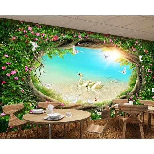 Beibehang Custom wallpaper dream fairy tale forest garden flowers rattan grass TV background wall home decoration 3d wallpaper