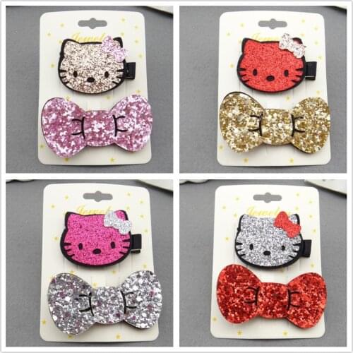 2pcs baby girl kids kitty cat hair clips pin bows barrette hairgrips accessories for children ornaments claws headdress