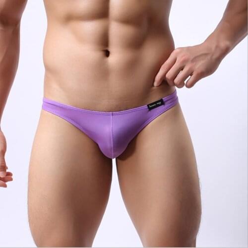 Men Briefs Underwear Ice Silk Mens Bikini Briefs Swimwear Low Rise Bulge Male Panties Sexy Penis Pouch Cuecas Gay Slip Homme