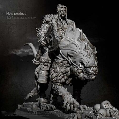 YUFAN GK Handmade White Model 1/24 W150mm Grey Wolf Orc Knight Resin Figure Soldier (Unpainted Kits) TD-2249