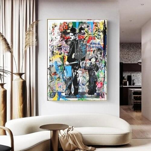 Street Graffiti Art Canvas Painting on Canvas Posters and Prints Two Painters Wall Art Picture for Living Room Home Decor Cuadro