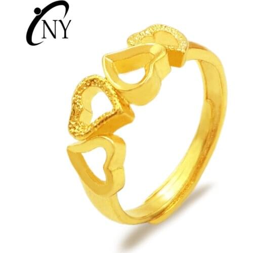 Retro Gold Ring Womens Wedding Engagement Ring Hollow Love Heart-to-Heart Adjustable Ring 14K Gold Jewelry Anniversary Gifts