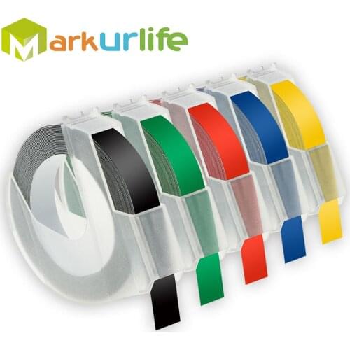 Markurlife 5Pack Compatible for DYMO 3D Plastic Mixed Color Emobossing Label Tape 520109 9mm*3m for Dymo Embossing Label Printer