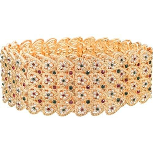 Morocco full rhinestone shining heart gold belt woman wedding decoration metal belt wholesale Morocco jewelry jewelry belt