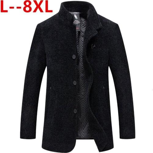 10XL 8XL 6XL Hooded Mens Thick Wool Trench Coat Men Long Casual Coats Lapel Collar 2020 Autumn Winter Slim Overcoat Plus Size