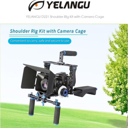 YELANGU D221 DSLR Rig Kit With Shoulder Mount+Follow Focus+Matte Box+Camera Cage for 5d Mark 7D DSLR Camera
