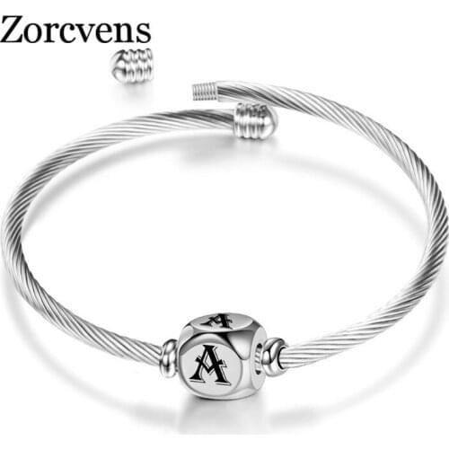 Modyle 2021 New Fashion Silver Color Stainless Steel Twist Chain Letter Bracelet Bangle for Men Women Wholesale