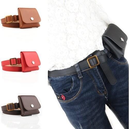 Hot Women Solid Color Retro Belt Bag Key Phone Dual-use Bag Decorated Simple Waist Bag Vintage Harajuku Pu Leather Waist 2021