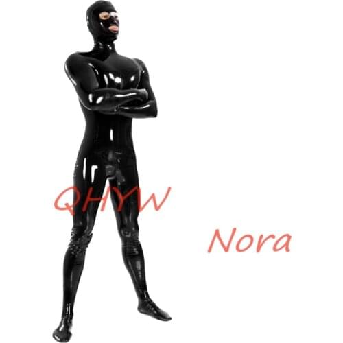 Sexy exotic Sexy handmade customize Black Men male Latex Catsuit With hood&gloves&socks zentai cekc fetish Bodysuits back zip