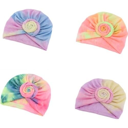 Baby Colorful Cotton Turban Hair Cap Headwrap Kids Flower Hat Girls Elastic Headwrap Children Baby Turban Hair Styling Tool