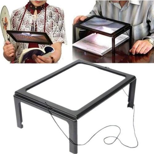 3X Foldable Read Magnifying Glass with LED Lights for Full Page Phone Magnifier Battery Operated Hands Free Reading Magnifiers