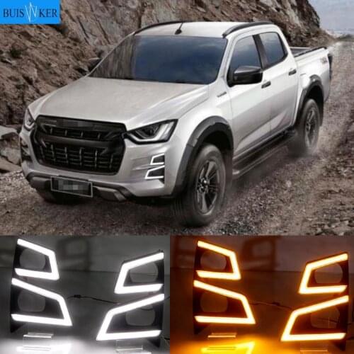 Led Daytime Running Lights for Isuzu D-max 2020 Fog lamp 12V ABS DRL Driving lights yellow turn signal light