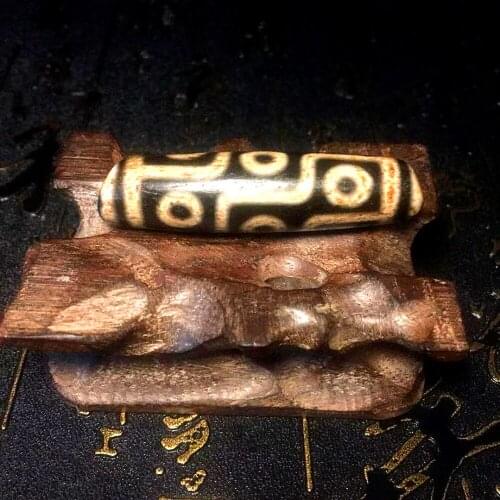 Tibet Supreme 9 Eyes Agate Dzi Bead 15*55mm Drop Hole Old Black Beads Men and Women Necklace Jewelry DIY Free Shipping