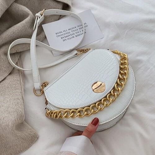 Vintage Small Crocodile Pattern Pu Leather Crossbody Bags For Women 2020 Trend Chain Shoulder Handbags Female Wild Saddle Bags